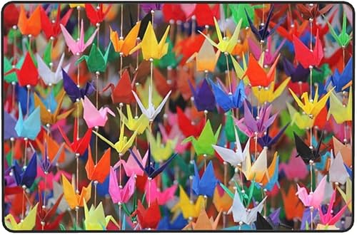 Miniatura 6 de Alfombras de papel Origami de 2 x 3 pies, alfombras de bienvenida de granja para entrada, alfombras antideslizantes y absorbentes para dormitorio,