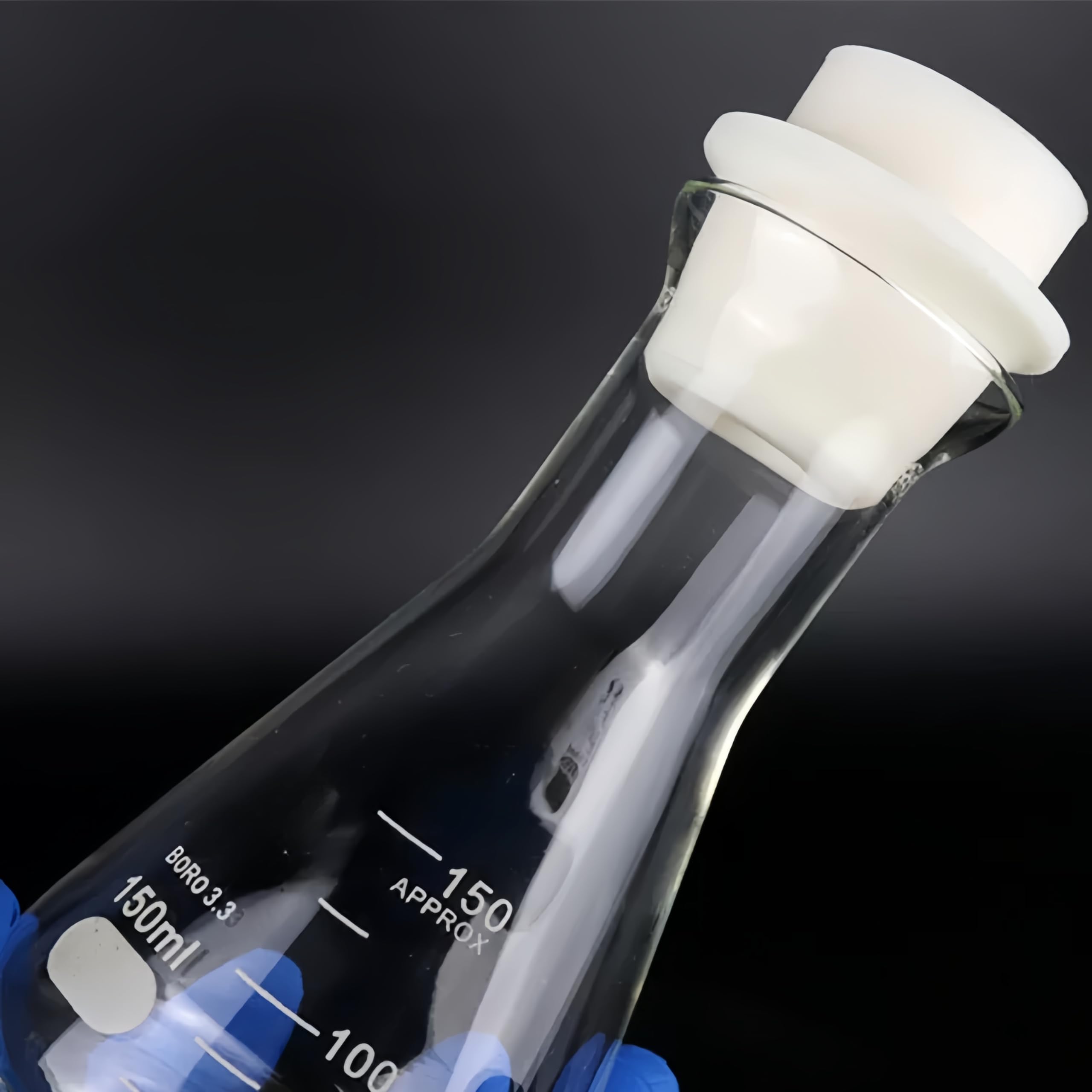 VIDOO 3.3 Borosilikatglas Labor Erlenmeyerkolben mit Verschlussstopfen, Hitzebeständiger Graduierter Messkolben für Labor und Chemie, A 5000ml