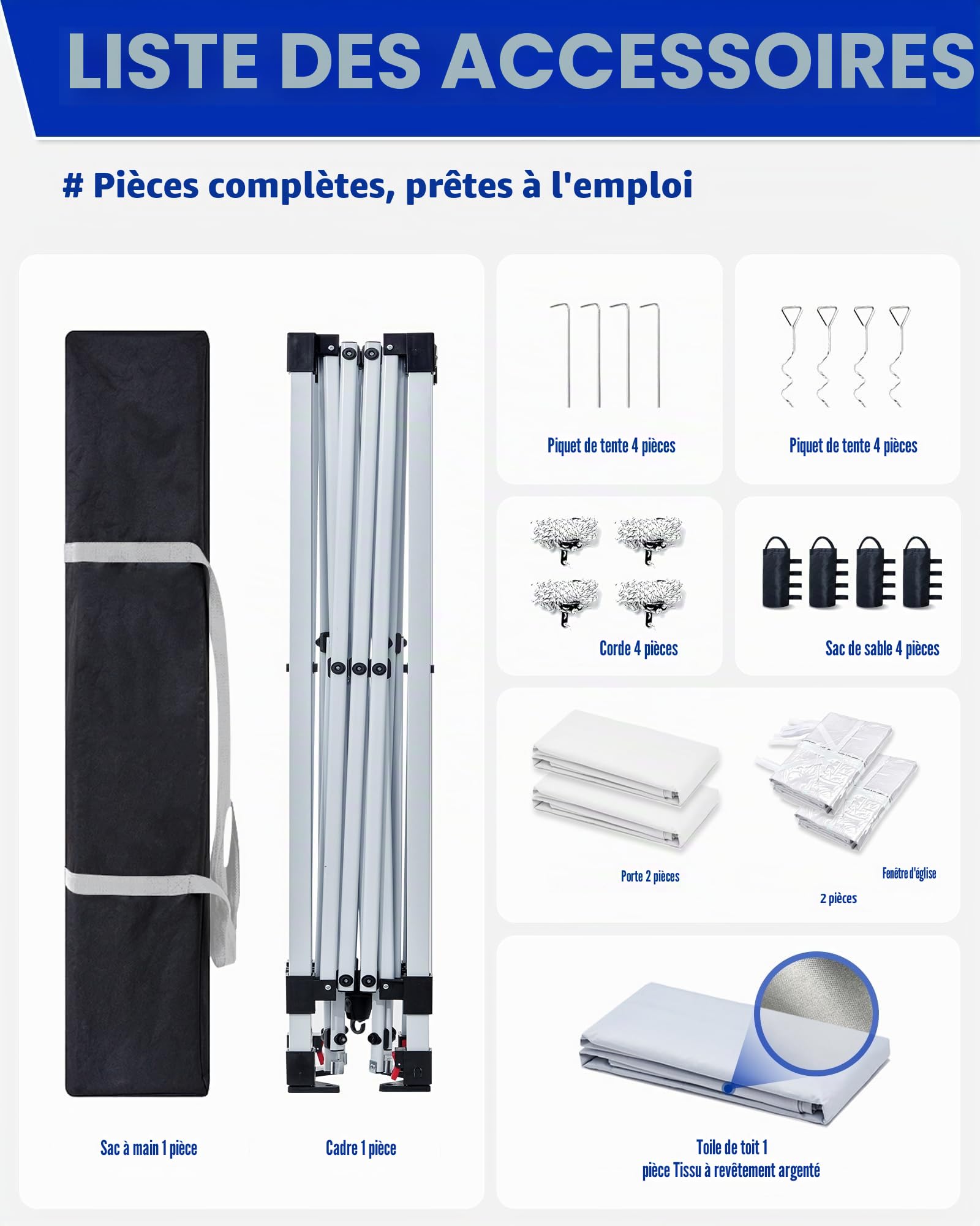 Tonnelle Pliante 3x3 Imperméable, Tente de Camping avec Parois Latérales, Protection UV, Réglable en Hauteur, Tonnelle 3x3 pour Mariage, Stand de Vente, Fête (Blanc, 1PCS)