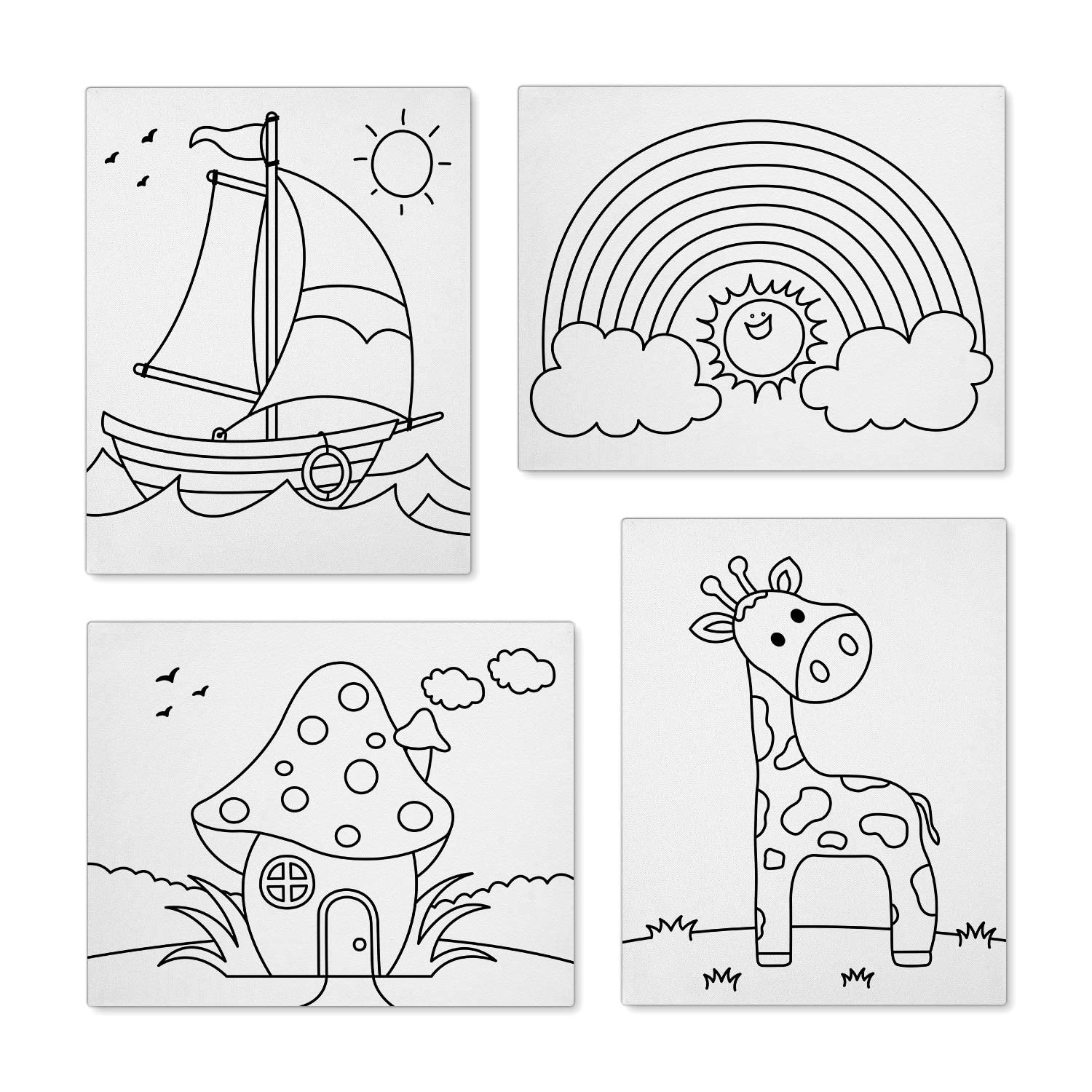 Pre Printed Canvas Boards - Ready to Paint!!Pack of 4 White Canvas!! Handmade and Preprinted! Different and Unique Designs!!-image-2