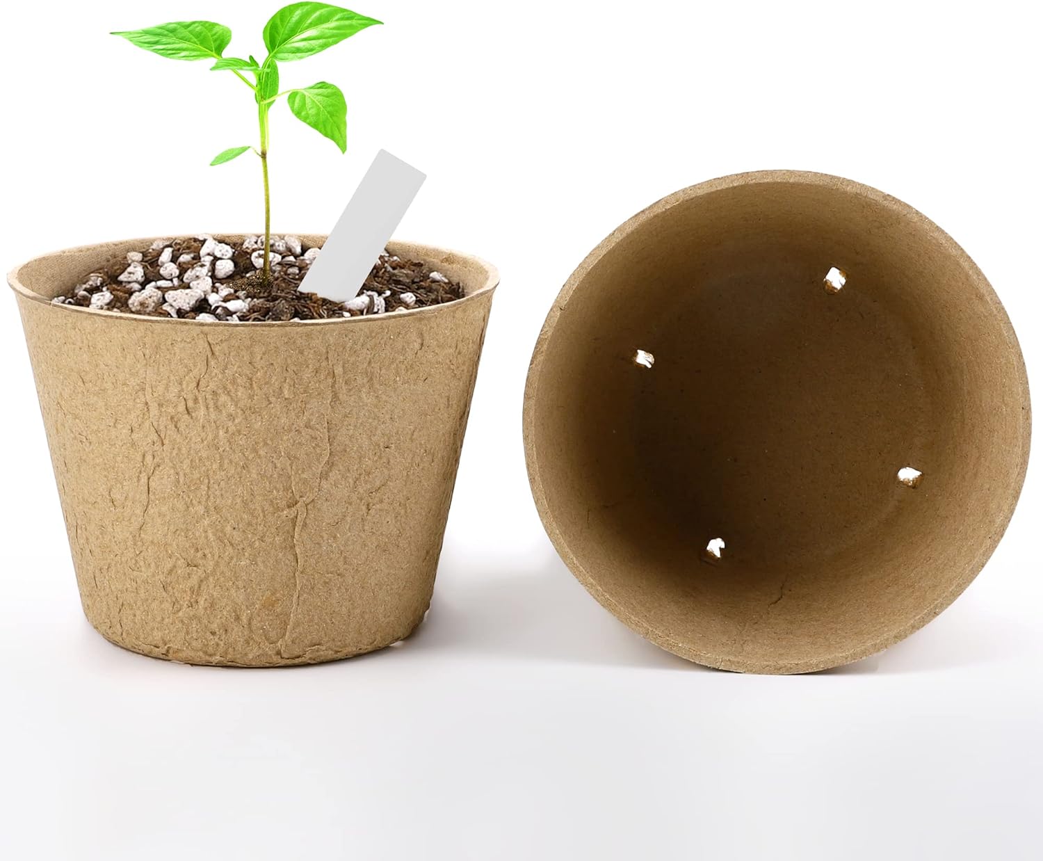 160 Pieces Peat Pots Seed Starters 4 Inch Peat Pots Round Biodegradable Seed Starting Pots with 160 Plant Labels, Planter Nursery Pots with Drainage Holes for Vegetable Seed