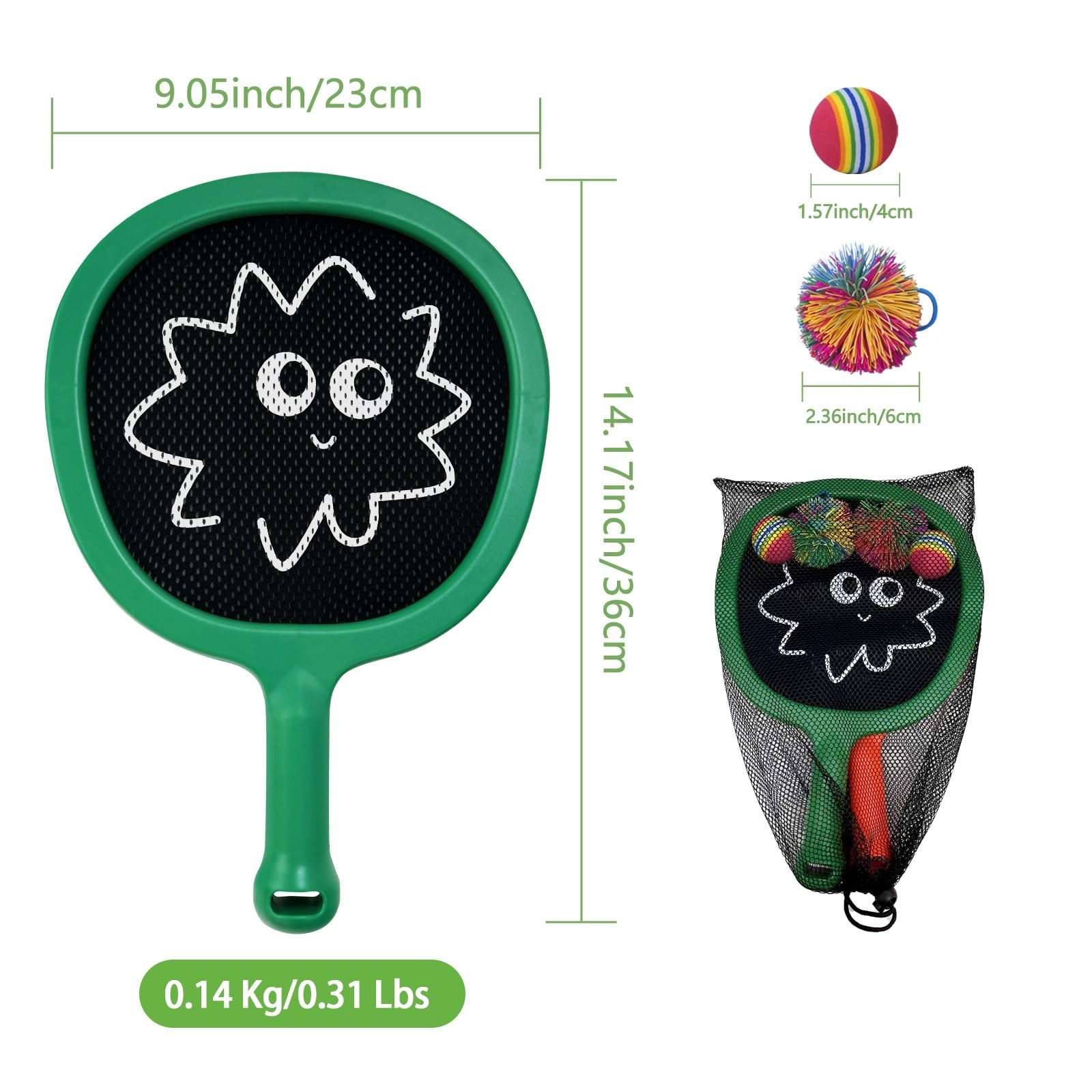 Raquette Badminton Enfant, Raquette Tennis Junior, Padel Raquette Légères pour Débutant, Jeux de Exterieur Interieur, Balles et Raquettes de Plage Plastique avec Sac, Kids Rackets
