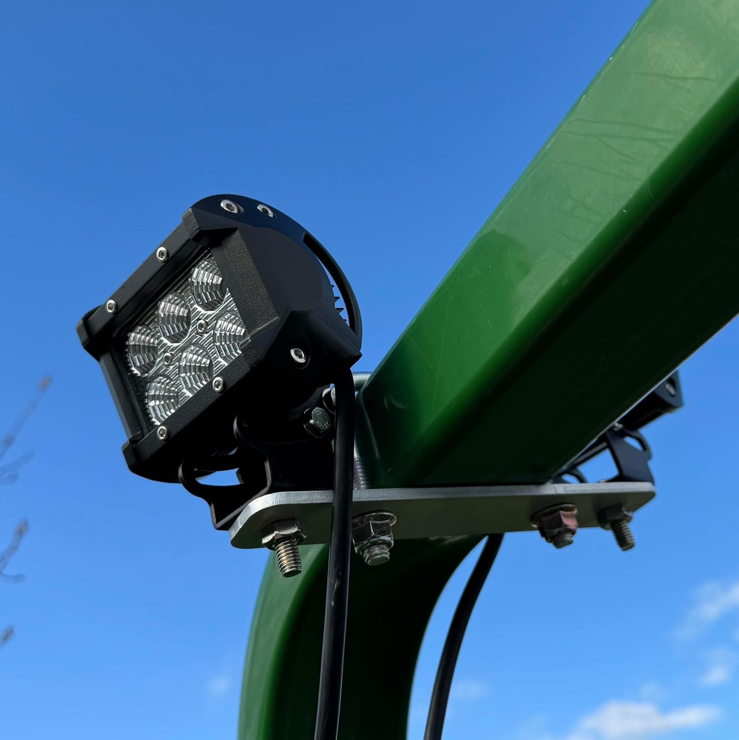 Resilient Fab - Double Tab Style Light Brackets for 3" x 2" ROPS. Mount Lights, Light Bars, and Accessories onto Tractors, Lawn Mowers, UTV Roll Bars