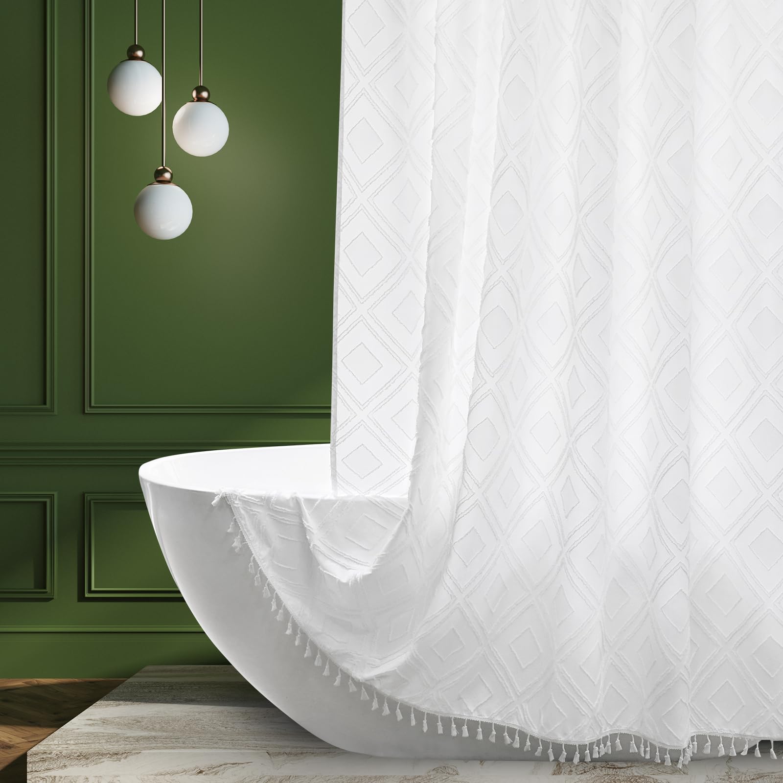 Amazon.com: EurCross Long White Boho Shower Curtain 80 inches Length ...