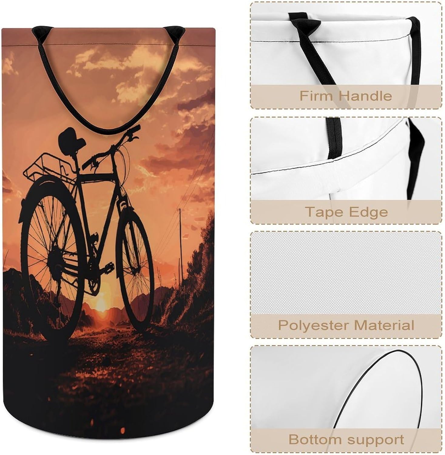 Road Bicycle Laundry Hamper Portable Lightweight Clothes Hampers Fashion Dirty Laundry Storage Basket Large Capacity Foldable Clothes Baskets for Bathroom Bedroom