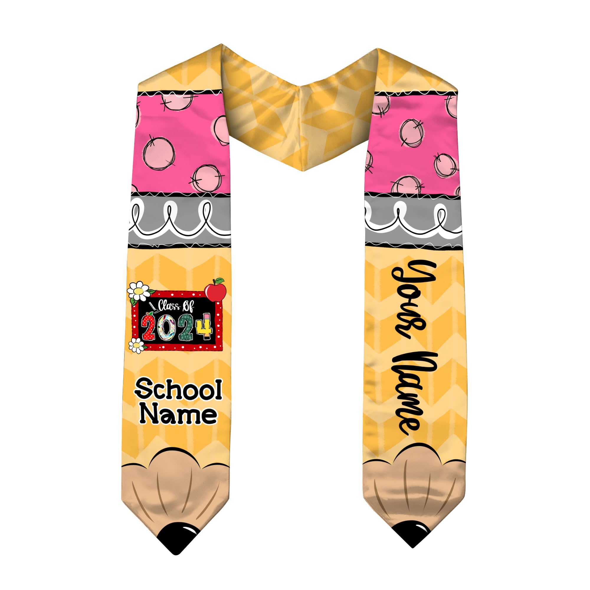Custom Graduation Stole Class of 2024, Pencil Stole Graduation for Teachers, Personalized Teacher Stole 2