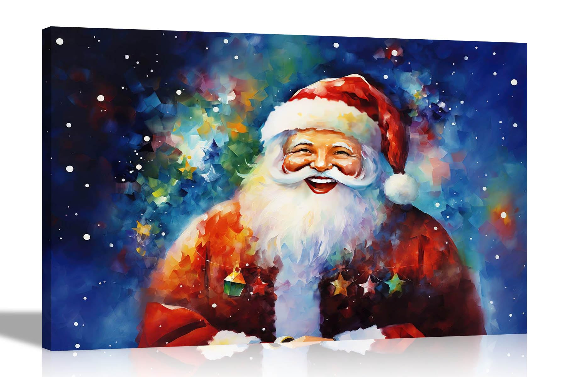 Artley Prints - Abstract Santa Claus Christmas Canvas Prints for Living Room, Office, Bedroom Colourful Wall Art Large 86 x 61cm (34 x 24 inches) A1 — image 1