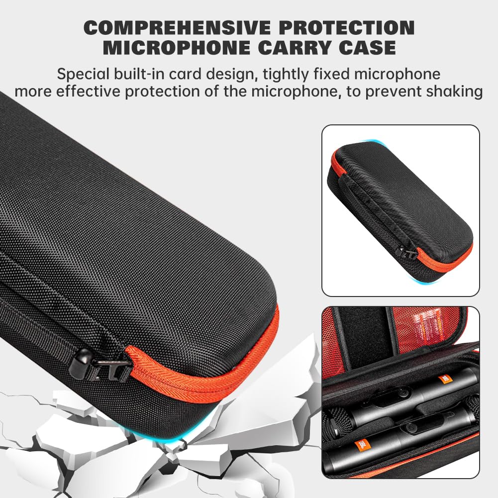 Étui Rigide EVA pourJBL PartyBox Wireless Micros - Boîte de Stockage Antichoc avec Poignée, Sac de Transport Étanche Protecteur pour Microphone, Organisateur Durable (Noir)