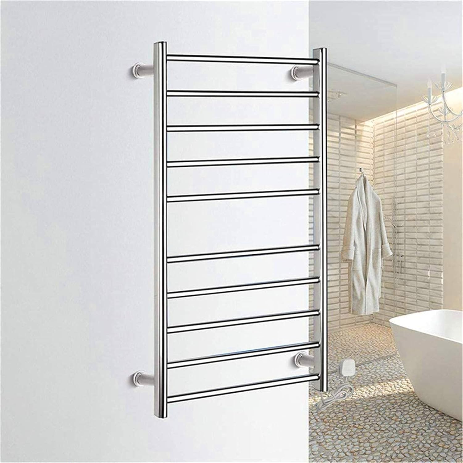 LUNEZY Heated Towel Rail Rails Towel Warmer,Electric Towel Warmer Rack, Heated Towel Rack Wall Mounted 10-Bar Stainless Steel Towel Rack IP56 Waterproof Rapid Heating Towel Warmer (Color