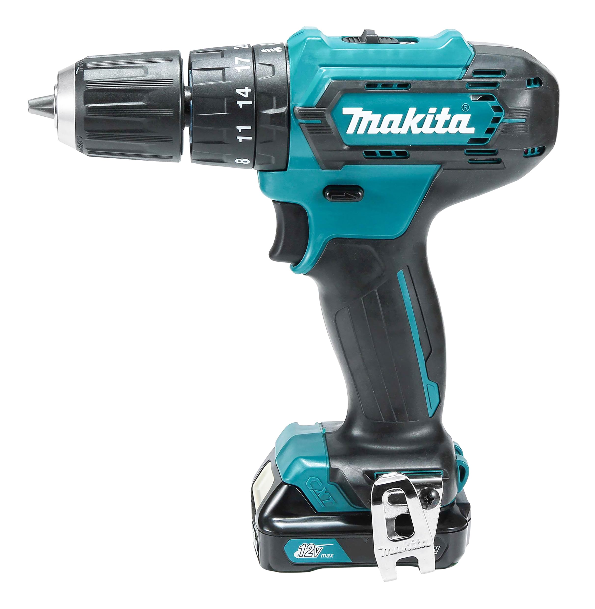 Makita HP333DSAX1 Schlagbohrschrauber 12 V Max., 2,0 Ah, 2 Akkus Plus Ladegerät in Transportkoffer, Batteriebetrieben, Blau