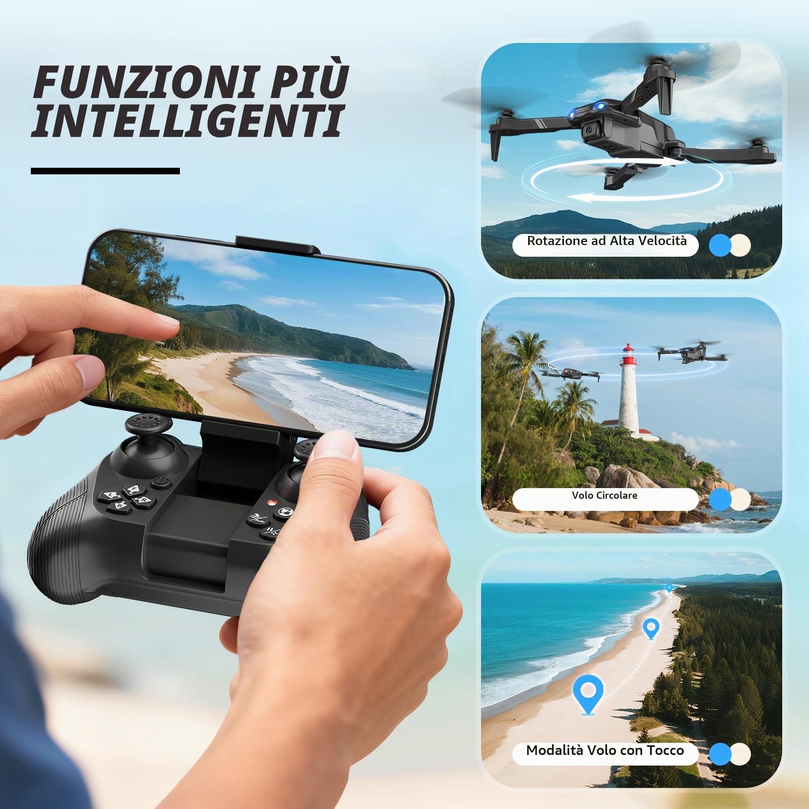 4DRC Drone con Telecamera HD 1080P Pieghevole Drone, RC Quadcopter Telecomandati Droni per Principianti e Bambini/Adulti, Giocattoli Regalo per Ragazzo e Uomo
