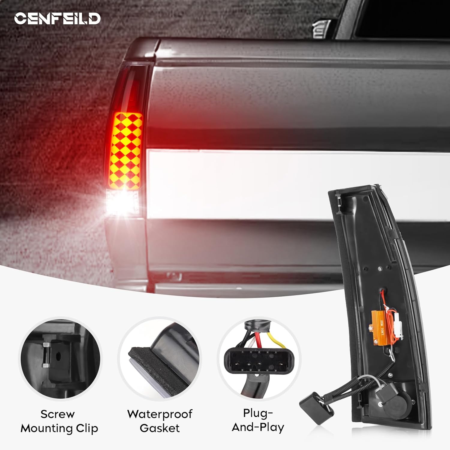 LED Tail Light Assembly Fit for Chevy & GMC C/K 1500 88-99, C/K 2500 3500 88-00, C1500 C2500 Suburban 92-99, for Silverado 94-98, Tahoe 95-99, Blazer 92-94, Yukon 92-00