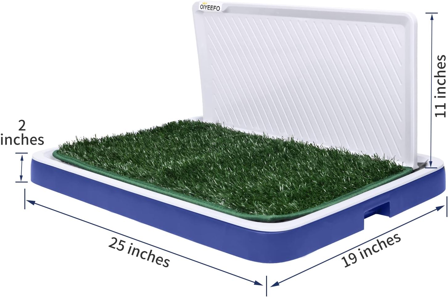 Oiyeefo Dog Grass Pad with Tray with Wall, 2 Pcs Artificial Grass Training Pads with Tray, Dog Grass Porch Potty Tray for Medium Dogs, Portable Dog Patio Potty for Indoor or Outdoor（25 x 19 inches） : Pet Supplies