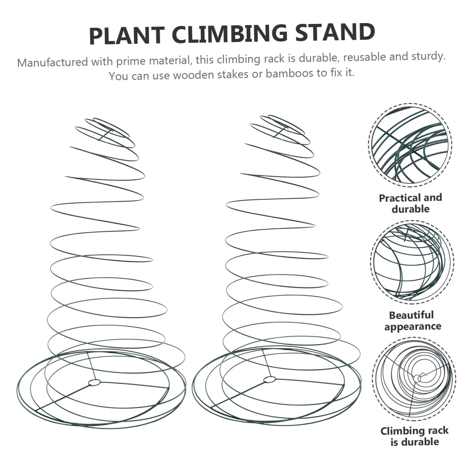 TOYANDONA Lot de 2 Tuteurs à Plantes en Spirale en Acier Inoxydable, Support Végétal Réutilisable et Robuste pour Jardin, pour Tomates et Vignes