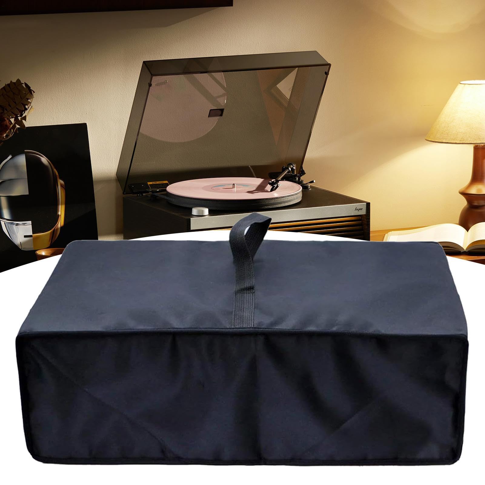 Cubierta de polvo de plato giratorio, cubierta de polvo de tocadiscos impermeable, protector de equipos musicales de oxford de tela amplio, protector de tocadiscos, tapa de tocadisc-os para hombres