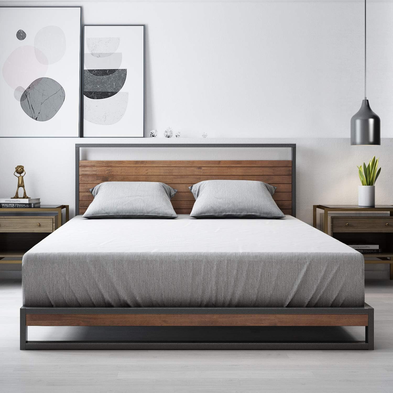 Zinus King Bed Frame Base /y/Metal Pine Heavy Solid Wood