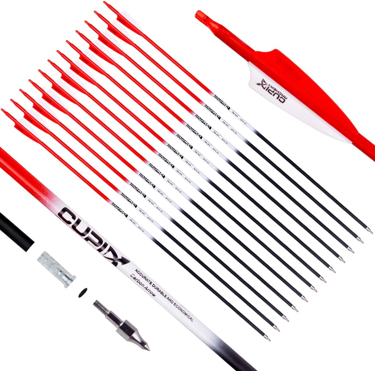 LWANO Carbon Arrow Archery 30inch Hunting Target Practice Arrows for Compound & Recurve Bow Spine 500 with Removable Tips (Pack of 12) : Sports & Outdoors