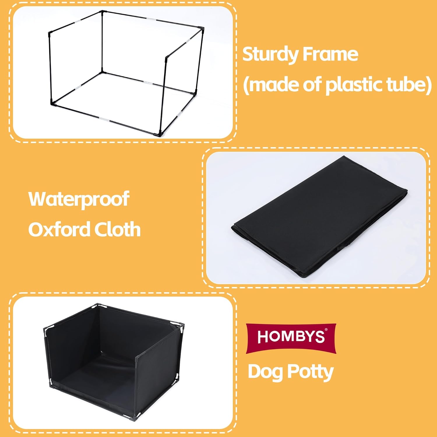 HOMBYS Dog Pee Pad Holder with High Walls, No-Spill Indoor Potty for Large Dogs, Foldable Puppy Litter Box, Patent Pending (25.2" Lx21.3 Wx15.7 H)