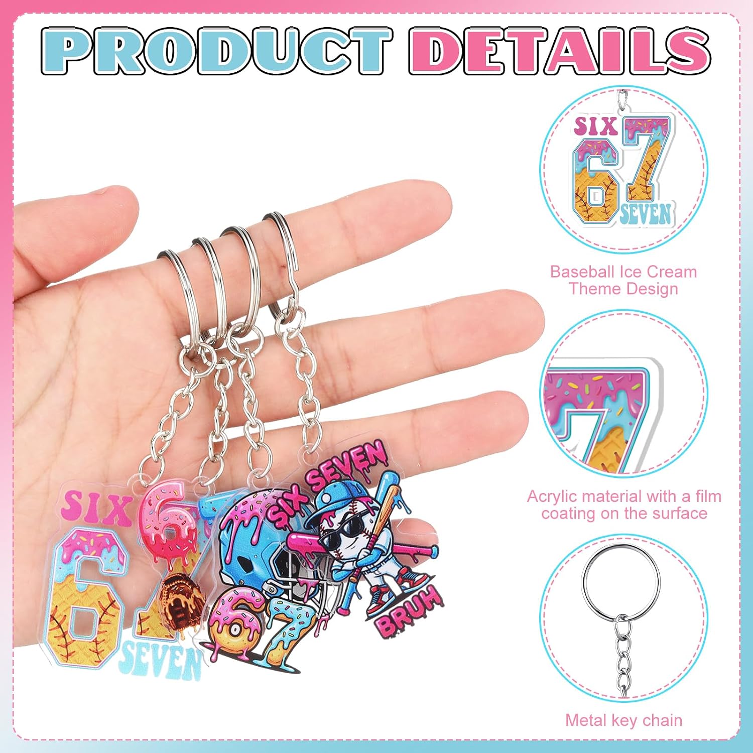 Liliaafar 15 Pcs 6 7 Meme Keychains Funny 6 7 Acrylic Sport Keychain 67 Party Favors Six Seven Gift for Baseball Team Sports