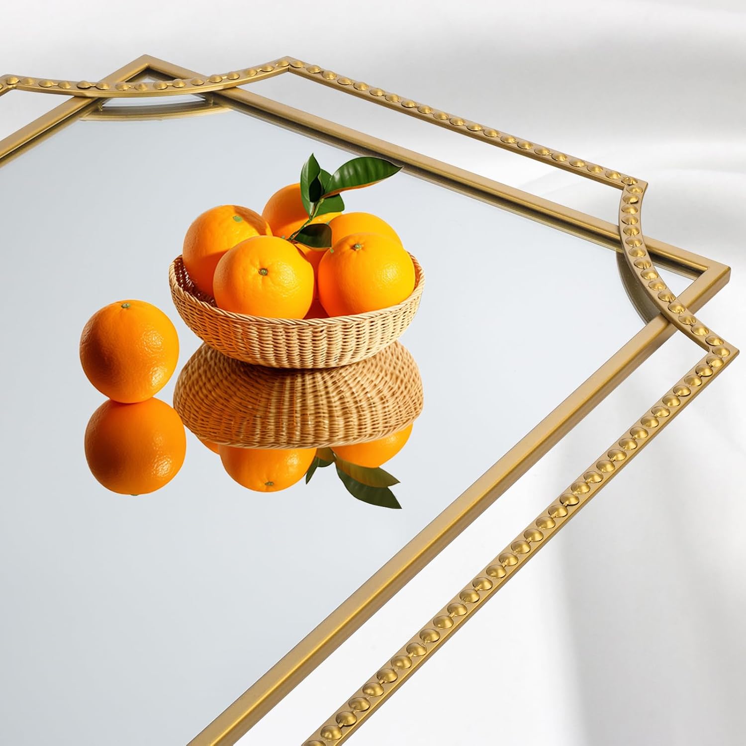 Gold Bathroom Mirror for Wall with Beaded Frame – 24"x36" Rectangle Vanity Mirror for Entryway, Living Room, Bedroom