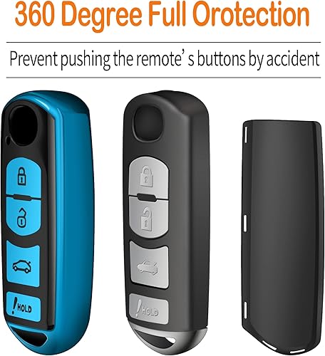 Miniatura 3 de Sindeda - Funda para llavero Mazda con llavero blando de protección completa Compatible con Mazda 3 6 8 Miata MX-5 CX-5 CX-9 (Azul)