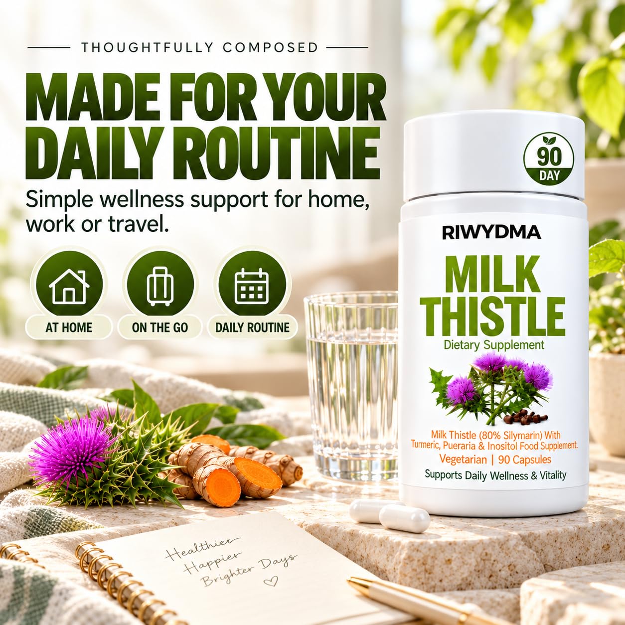 Milk Thistle Liver Detox, 8-in-1 Milk Thistle Liver Support Supplement, 90 Vegetarian Capsules, 80% Silymarin Herbal Formula with Turmeric, Pueraria & Inositol, Digestive & Detox Support — Amazon image 7