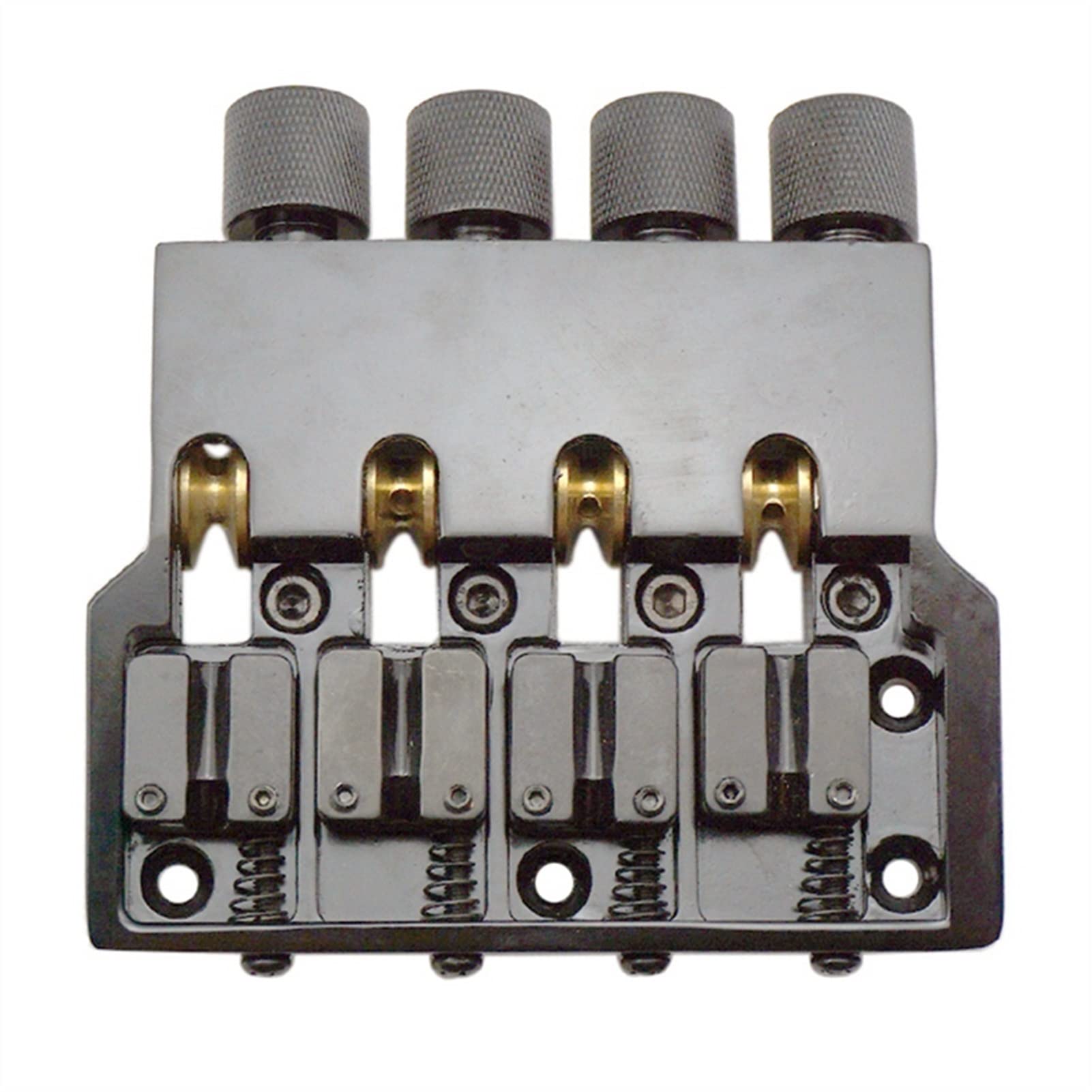 Parti di ricambio chitarra 1 Set Di Sella Rulli Nera 4 Corde Bass Guitar Bridge Per Accessori Per Chitarra Senza Testa
