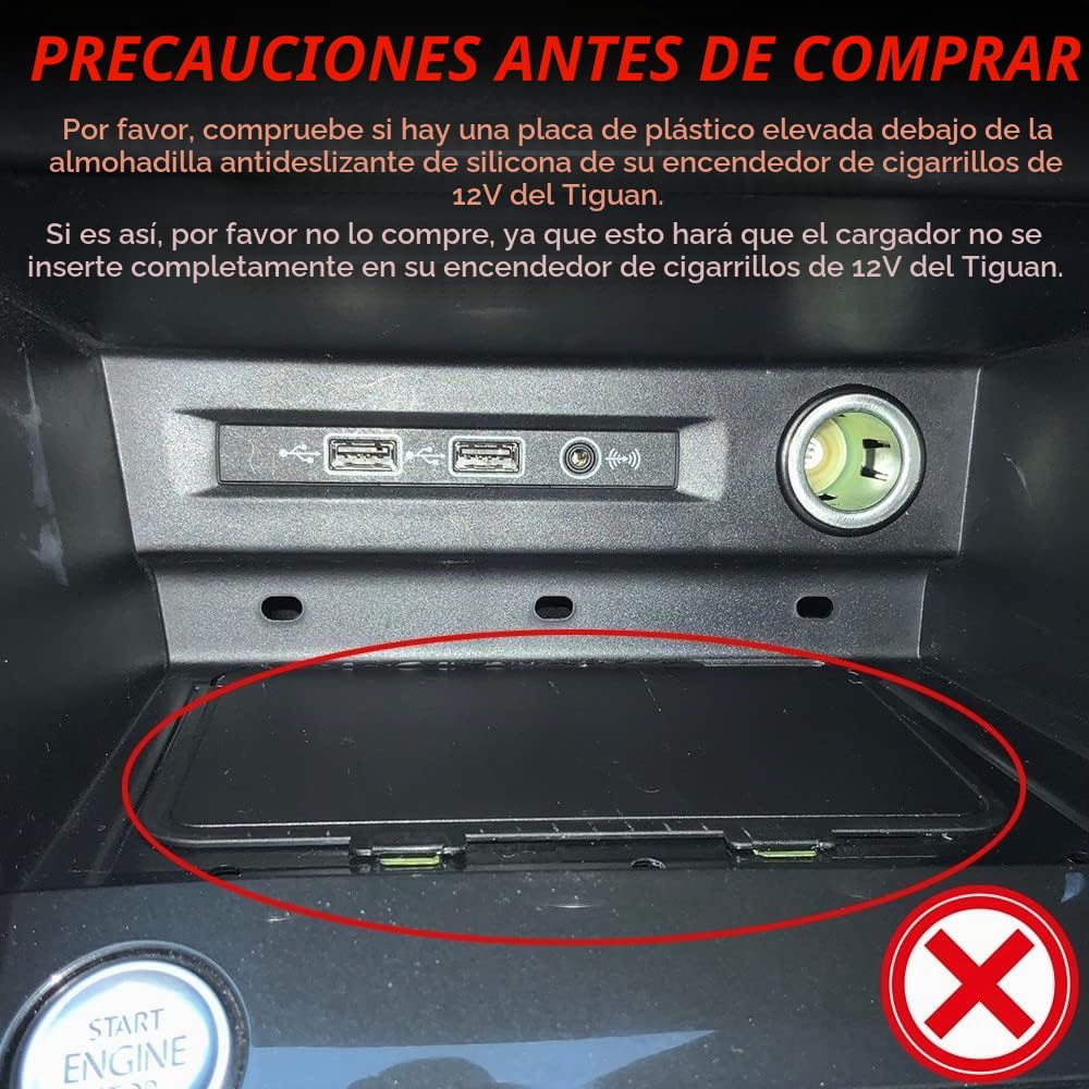 Cargador Inalámbrico Coche para VW Tiguan 2018 2019 2020 2021, 15W Qi Carga Rápida Auto Teléfono Cargador para Volkswagen Tiguan Consola Central Accesorios, Regalo para Tiguan Propietarios