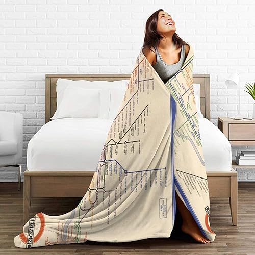 Miniatura 5 de DKJlitter Manta ultrasuave de franela de forro polar con mapa del metro de Londres, acogedora y ligera, perfecta para cama, sofá y regalos, 40 x 30