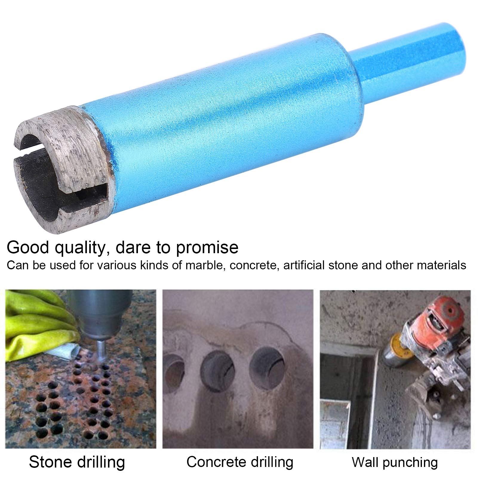 Wakects Diamentowe Wiertło Otworowe, Spiekane Wiertło Diamentowe 20 Mm 3 szt. do Granitu, Marmuru, Betonu, Ceramiki, Eliptyczny Otwór na Wióry, Ostra Głowica Tnąca, dla Użytkowników Wiertarek