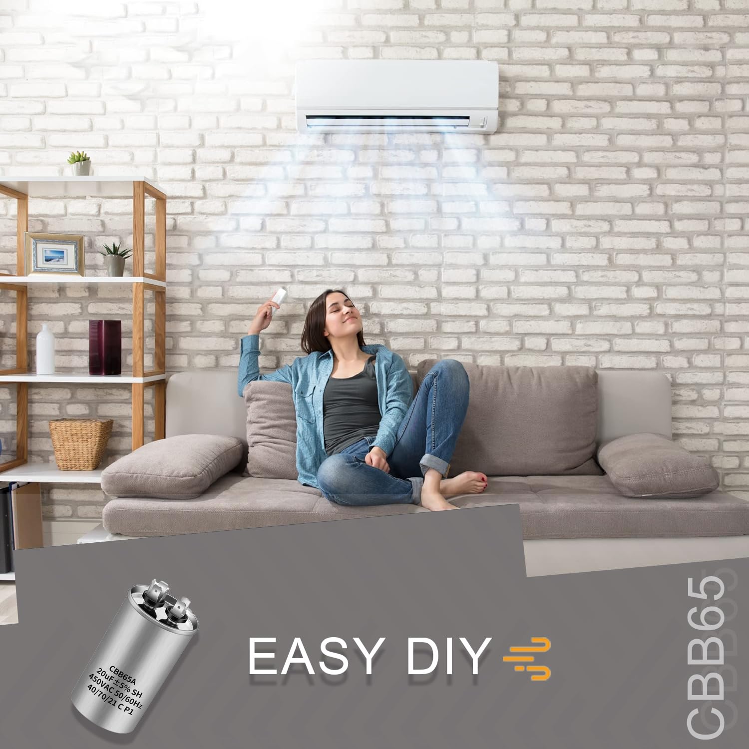 Condensador de arranque CBB65 450V AC 25uf 50/60Hz para aire acondicionado y compresor redondo