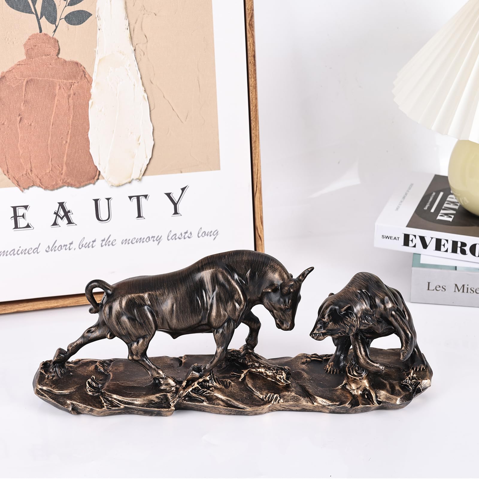 Estatua de toro y oso de Wall Street, escultura de animal de toro del mercado de valores de carga, figura única de toro contra oso, decoración de mercado de valores para oficina, hogar,