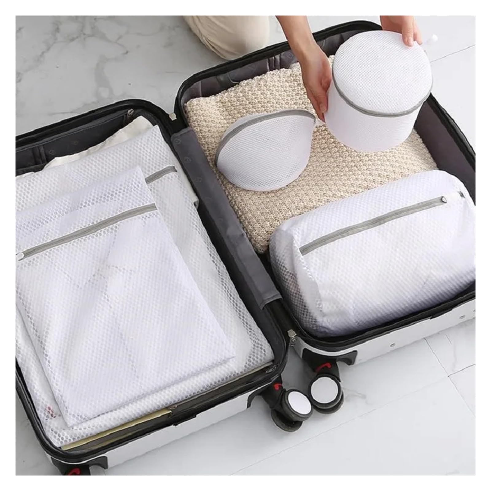 Bolsa de lavandería for el hogar, Bolsa organizadora de Limpieza de Ropa de Malla Fina, lavadoras Reutilizables, Bolsa organizadora de lavandería de Malla de poliéster(Set1,3PCS)