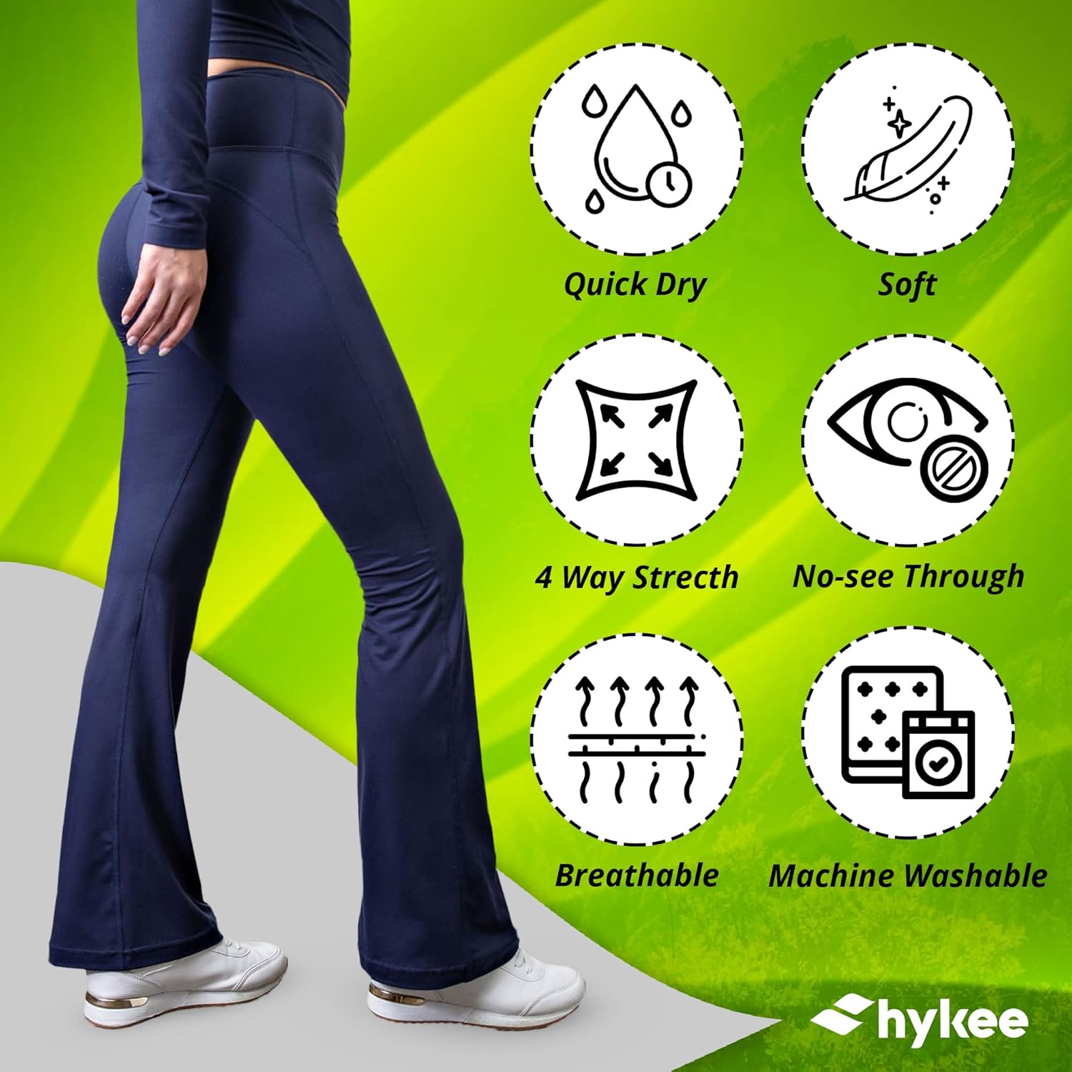Flare Leggings for Women - Yoga Pants - High Waisted Wide Leg Pants - Buttery Soft Flared Leggings for Women (Navy, Large)