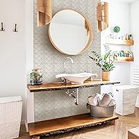 Vista 22 de Lukery Peel and Stick Tile Waterproof Backsplash for Kitchen Flower Tile Stickers Self-Adhesive Floor Tile PVC Wall Tile DIY Tile Decals, Grey