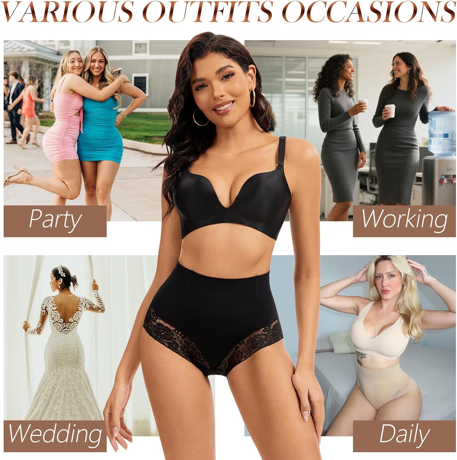 WOWENY Tummy Control Shapewear for Women Seamless Shaping Underwear Body Shaper Panties Lace Compression Briefs Girdle Panty - Image 2