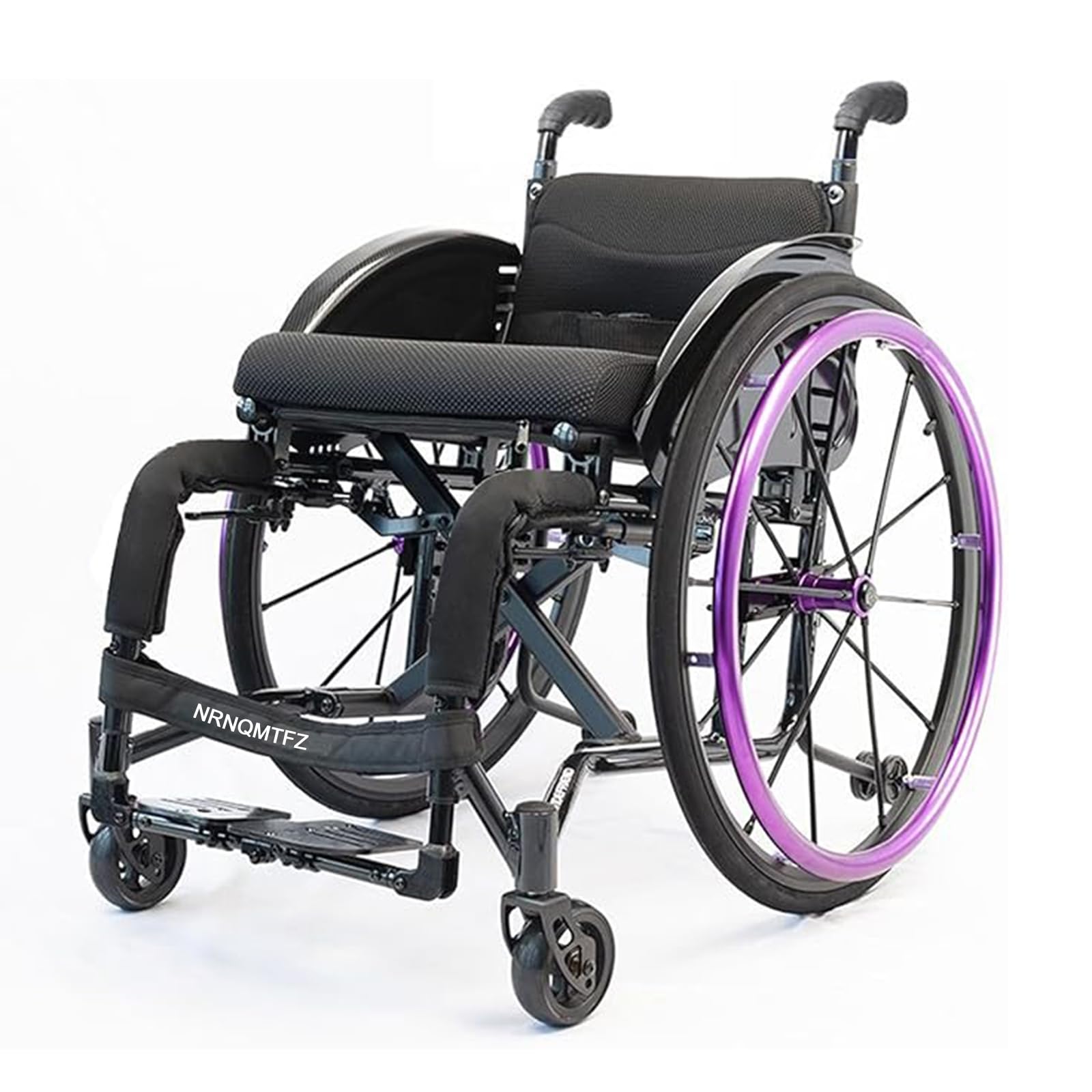 Silla de ruedas para deportes,Silla de ruedas autopropulsada, Ligera, Ergonómica, Silla de ruedas aluminio plegable,Asiento y respaldo con cojín acolchado, Frenos manuales, Antivuelco(Color:Purple)