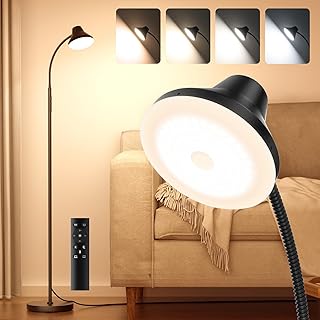 Gooseneck Floor Lamp, 15W Super Bright LED Standing Lamp for Reading, Stepless Adjustable Color Temperatures & Brightness, Modern Dimmable Floor Lamps for Living Room,Bedroom,Office