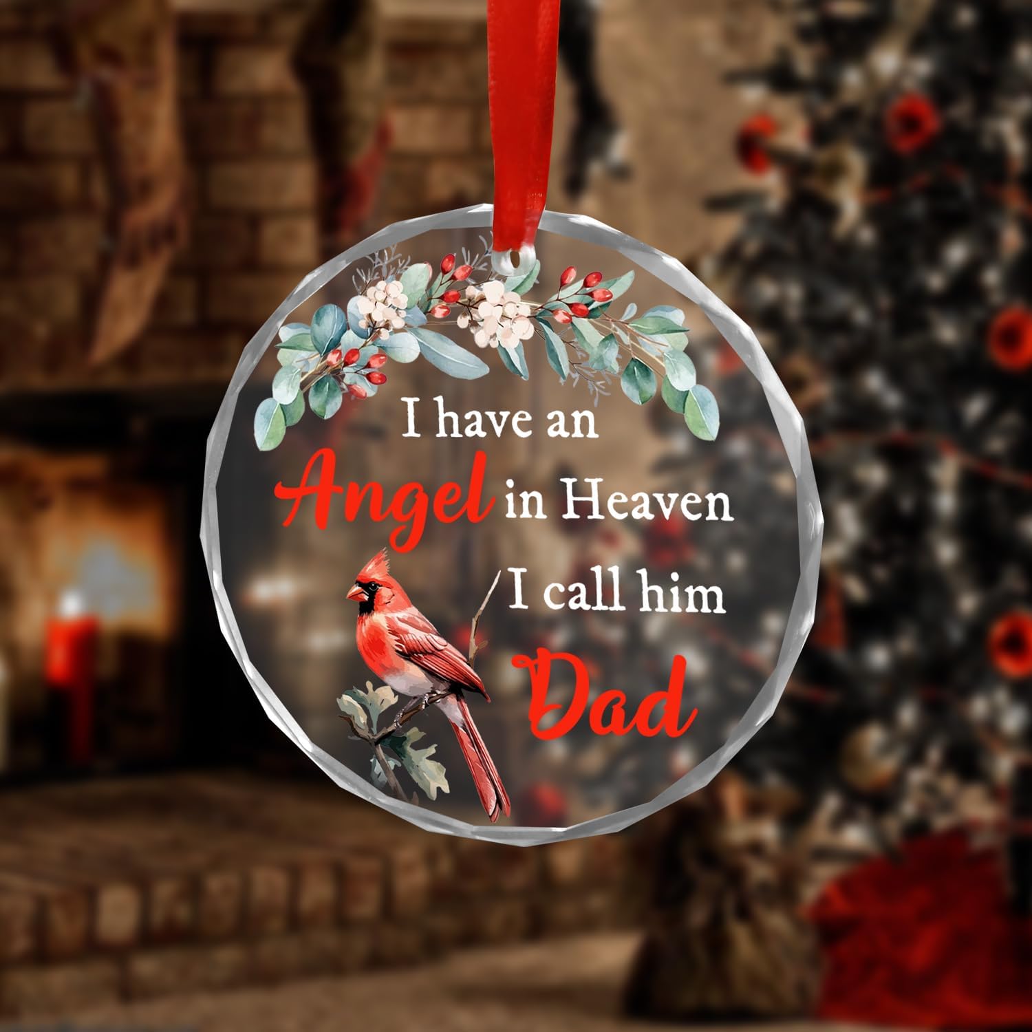 Cardinal Ornaments for Loss of Loved One, Sympathy Keepsake Gift for Passed Loss of Father, Bereavement Gifts, Memorial Christmas Ornament, Remembrance Condolence Gifts (Angel-Dad) - Image 9