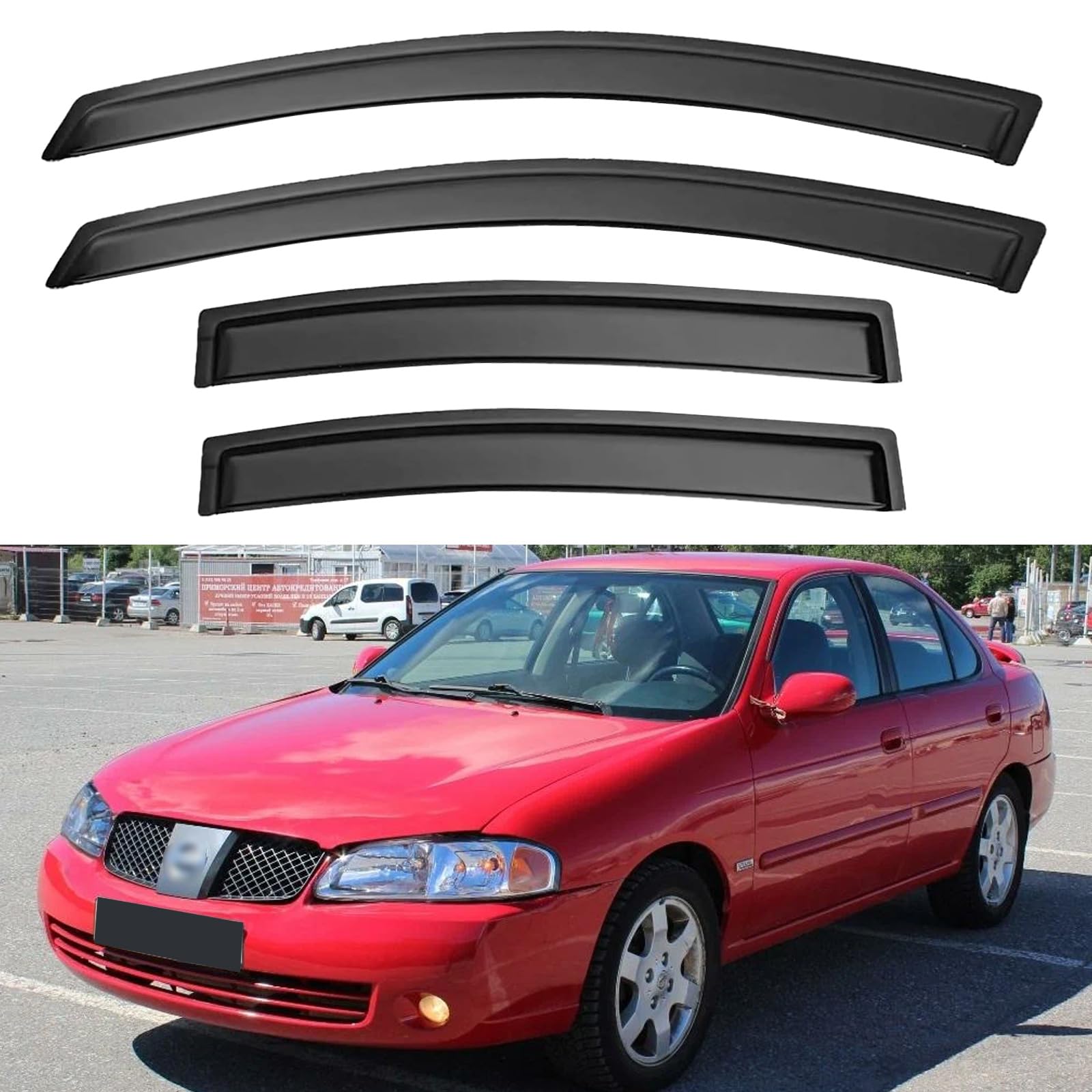 Window Visors Rain Guards for 2000-2006 Nissan Sentra | Out-Channel Window Vent Wind Deflectors Visors Shades Protectors for 00-06 Nissan Sentra