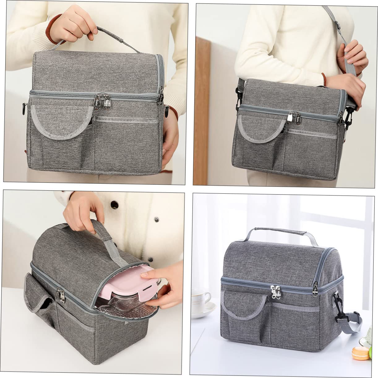 TOPBATHY Collation Portable Isolée En Coton Perlé En Aluminium Tissé 3 Pièces Pour Conserver La Fraîcheur