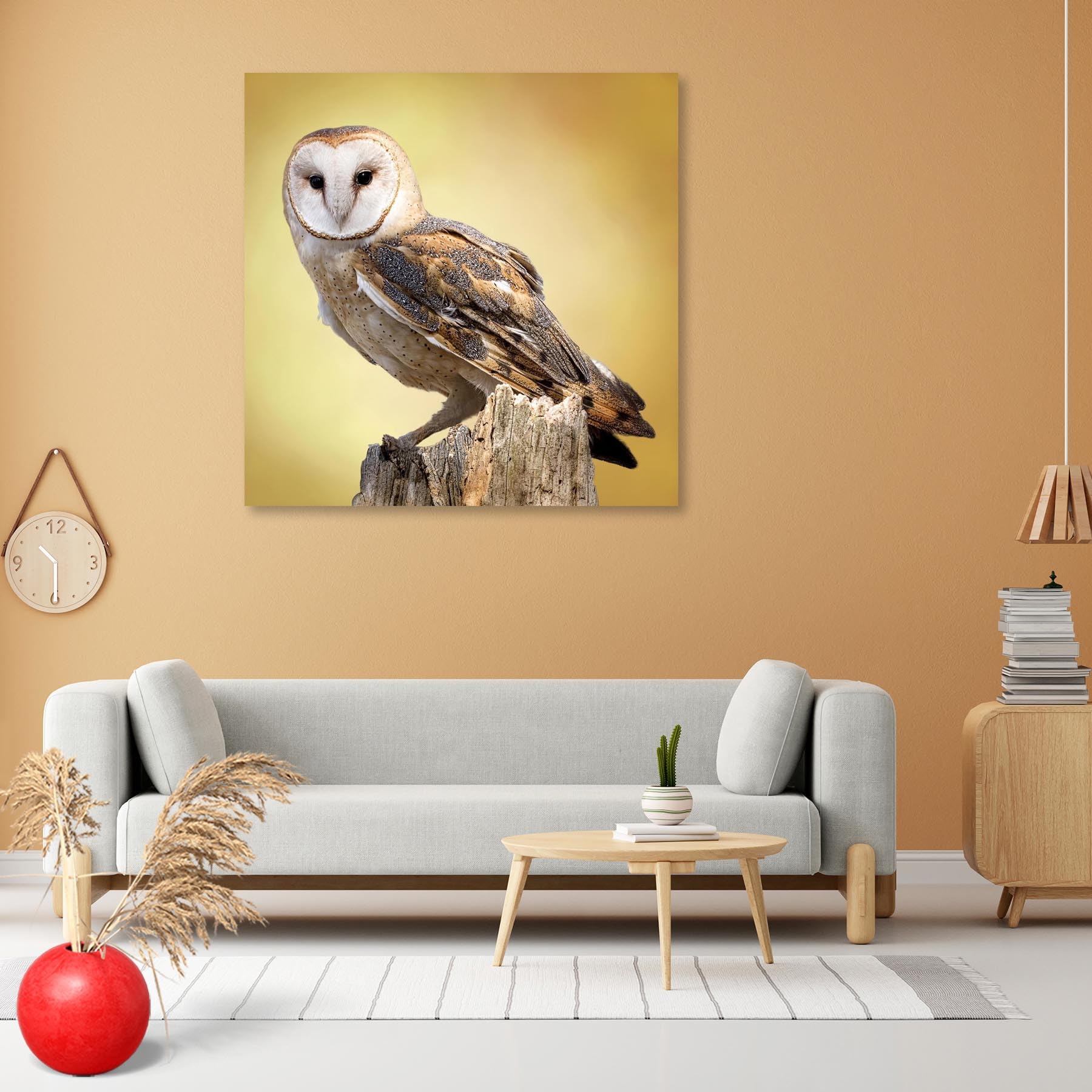 ArtzFolio A Barn Owl Perched On A Tree | Peel & Stick Vinyl Wall Sticker for Home & Wall Decoration | 12 x 12 inch (30 x 30 cms)