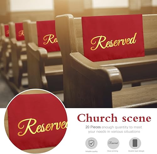Miniatura 5 de Paquete de 20 letreros de asientos reservados para sillas reservadas, letreros de iglesia reservados, paños reservados para bodas, reuniones o