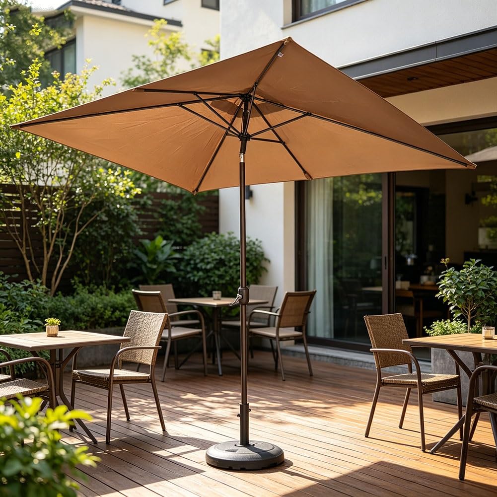 Prostokątny Parasol Przeciwsłoneczny 200 X 300 Cm, Parasol Ogrodowy Z Nachylenia, Korbą Ręczną Do Podwórko, Taras I Przy Basen(Brown)