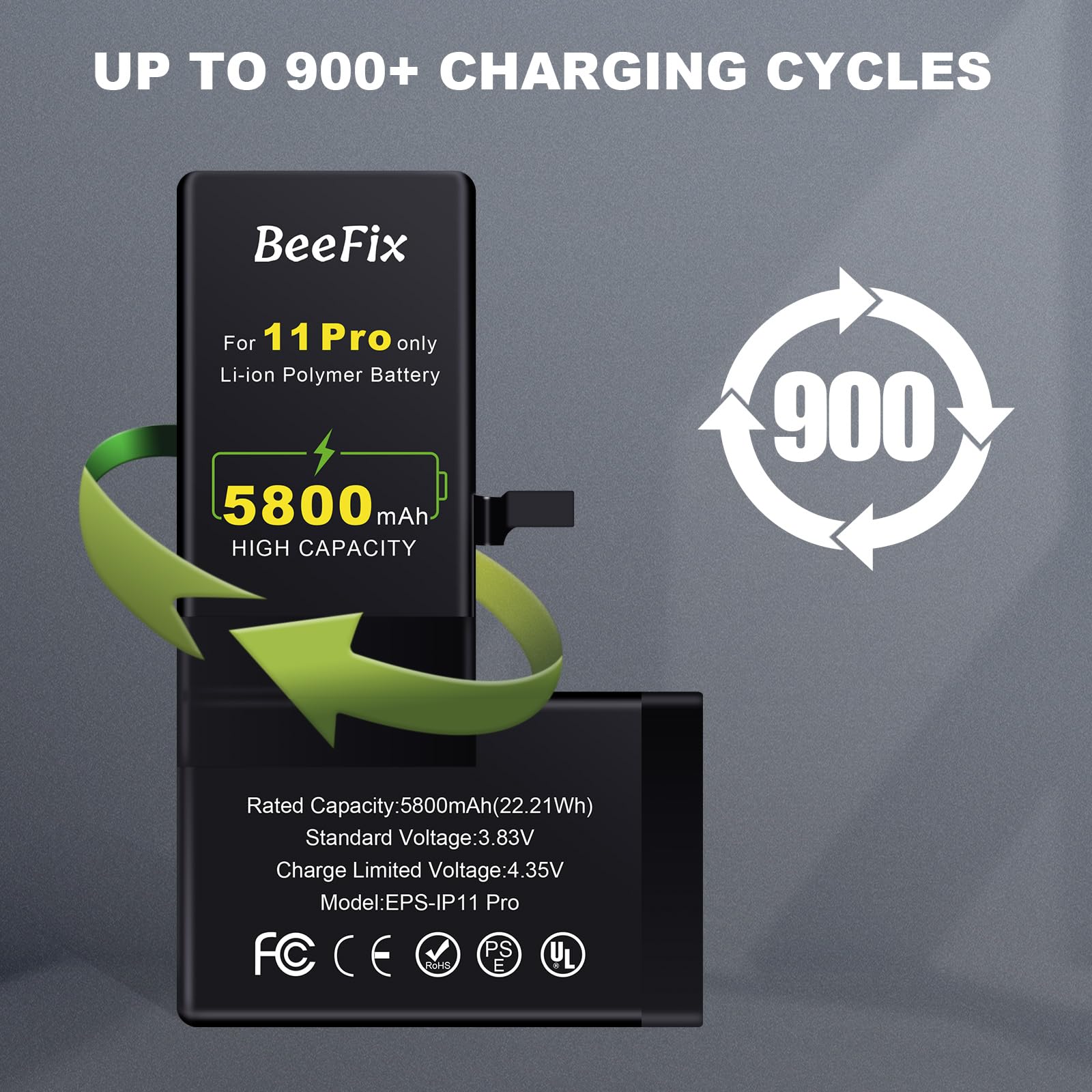 Bateria para Phone 11 Pro, Bateria de Polímero de Litio de Alta Capacidad 5800mAh con Todos los Kits de Herramientas