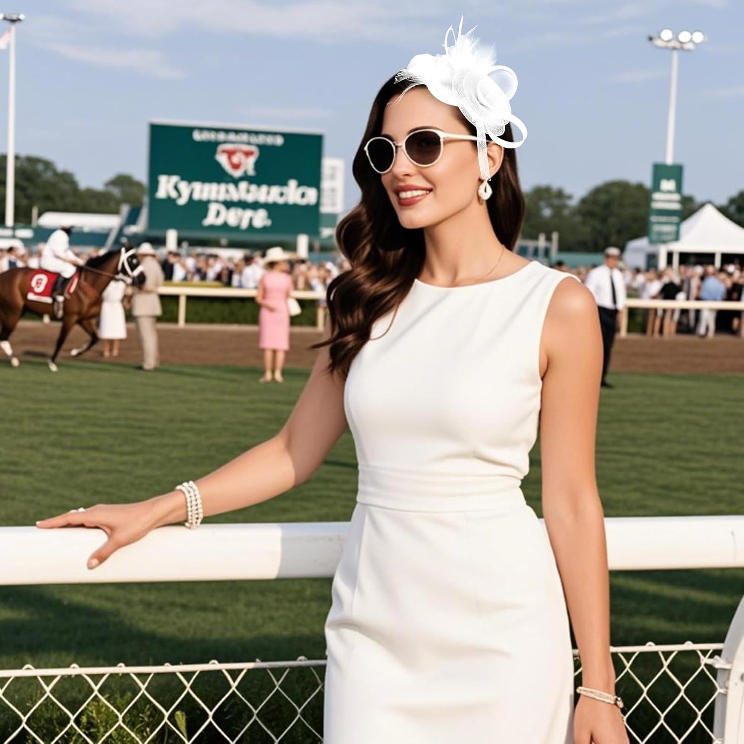 AMCAMI Fascinators Hats with Feather for Women 2026 Derby Hats Small Tea Party Hat with Headband - Image 4