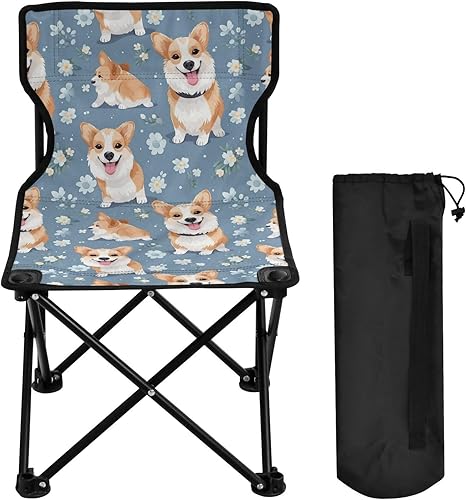 Outdoor Folding Cute Corgi Dog Camping Chairs for Adults Portable Camping Chair Lightweight Lawn Chair 202a4537