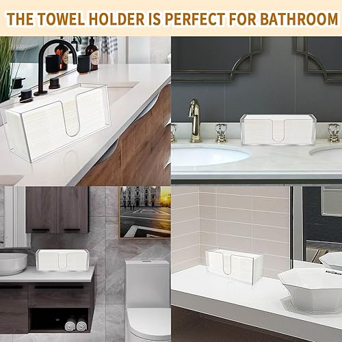 Miniatura 5 de Paquete de 1 soporte para toallas de papel acrílico, dispensador de servilletas de encimera para toallas de papel plegadas en C, multipliegue y