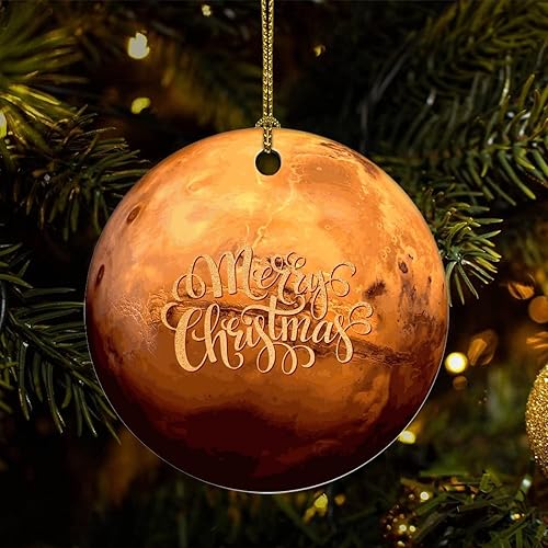 Two-Side Printed Cosmic Galactic Planet Ceramic Christmas Ornament, Novelty for Family Friends Kids, Astronomy Fans Christmas Keepsake Pendants