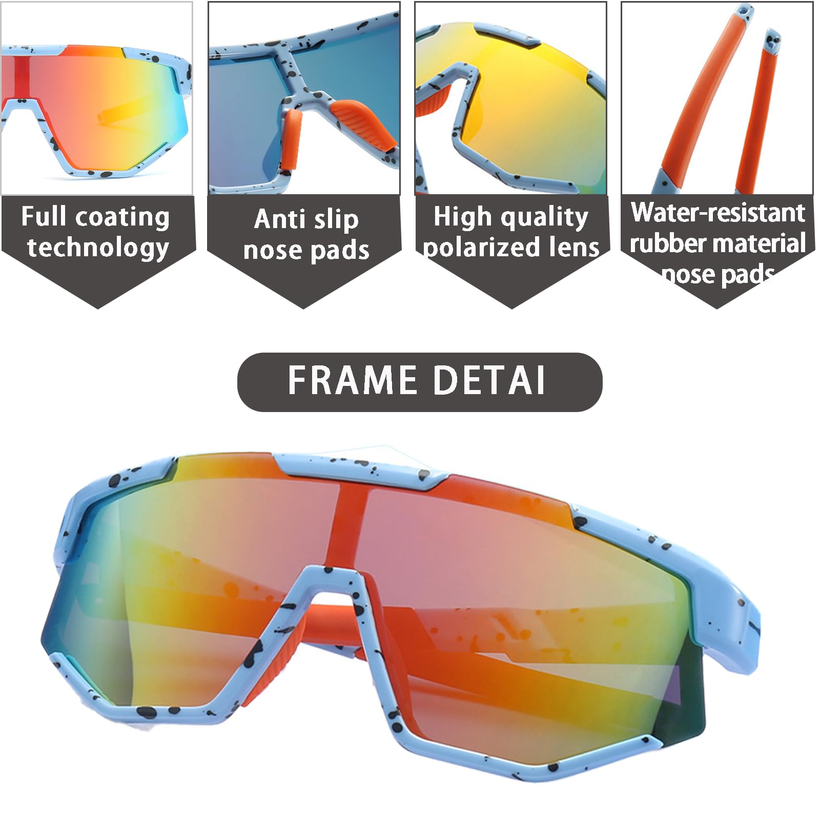 Occhiali Sole Sportivi Polarizzati Occhiali Ciclismo Bambino Protezione UV400 occhiali Bici Bambino 5 ai 16 Anni per Ciclismo Tennis Rugby Corsa Sport All'aperto